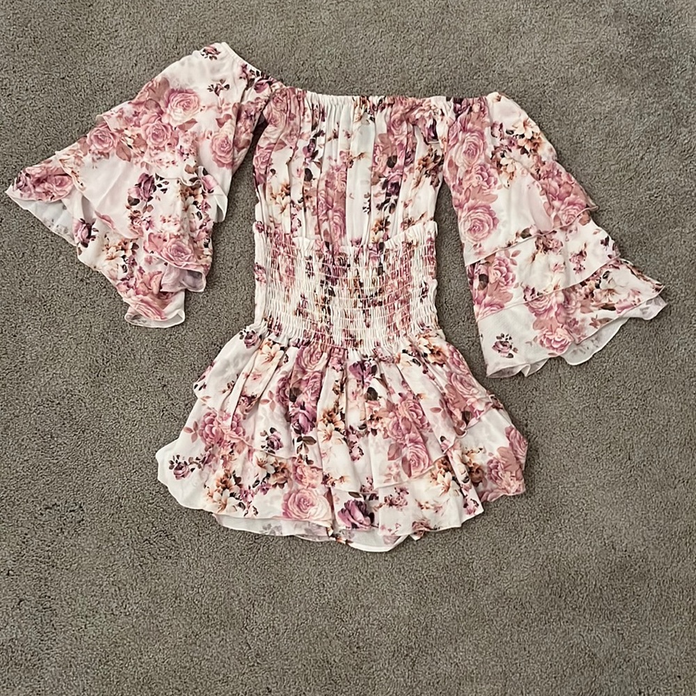 Planet blue pink floral romper!